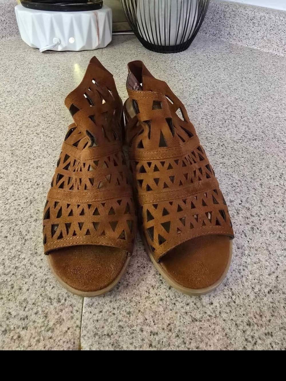 American Eagle Laser-Cut Heeled Sandals